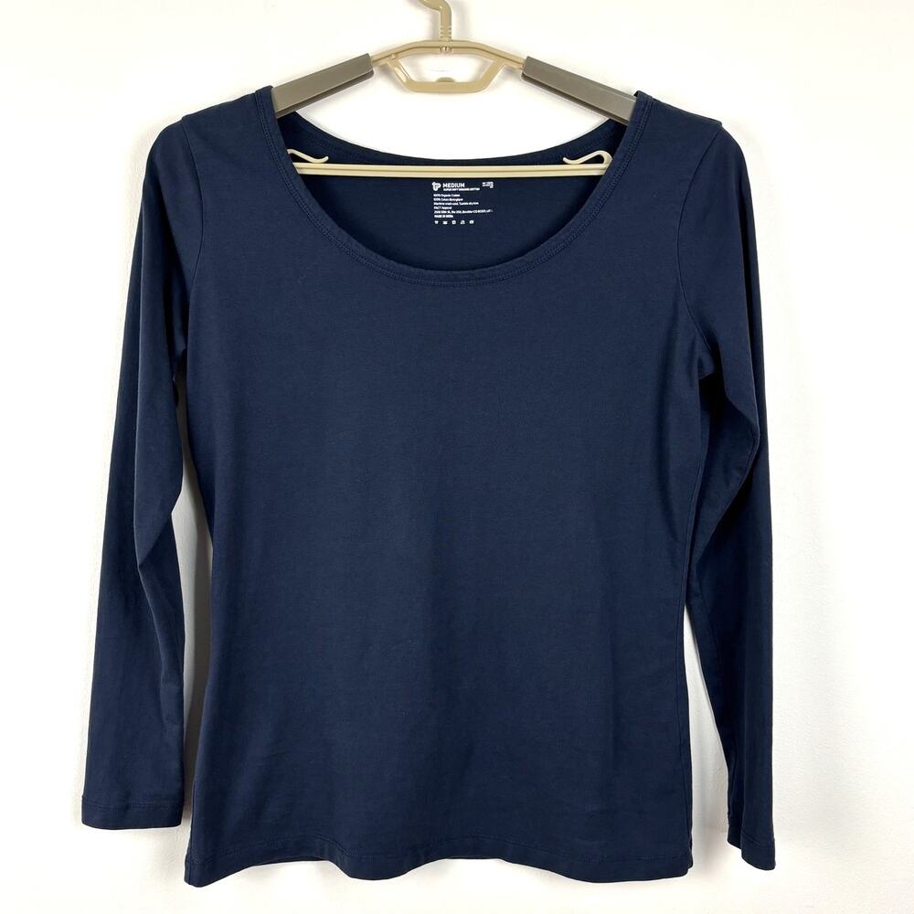 PACT Blue Organic Cotton Long Sleeve Tee T Shirt Medium